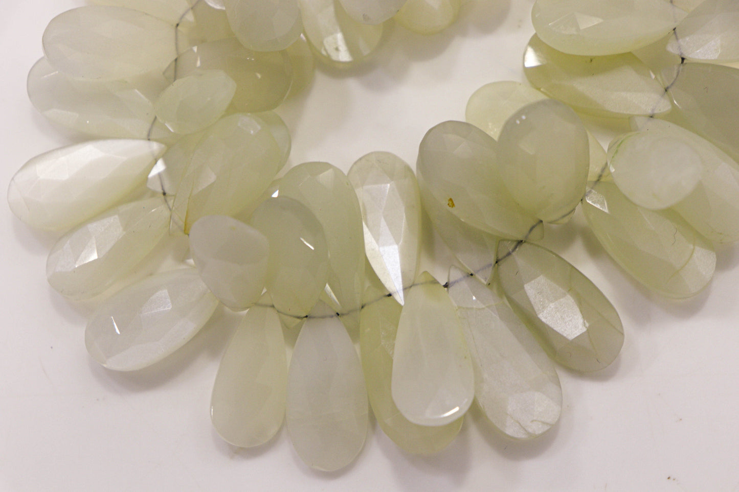 WHITE MOONSTONE Faceted Briolette Pear Shape | 12x25mm | 8 inch | 47 Pieces | Natural Gemstone Beads for Jewelry Making Beadsforyourjewelry