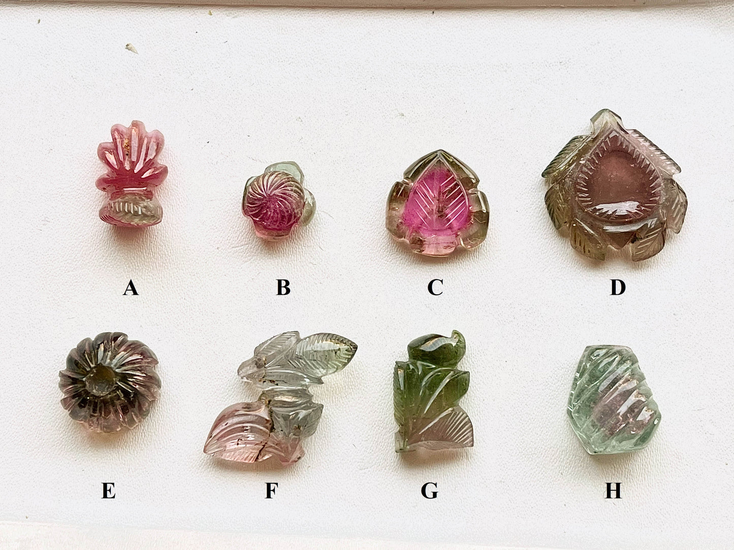 Watermelon Tourmaline Carvings Set 24 Beadsforyourjewelry