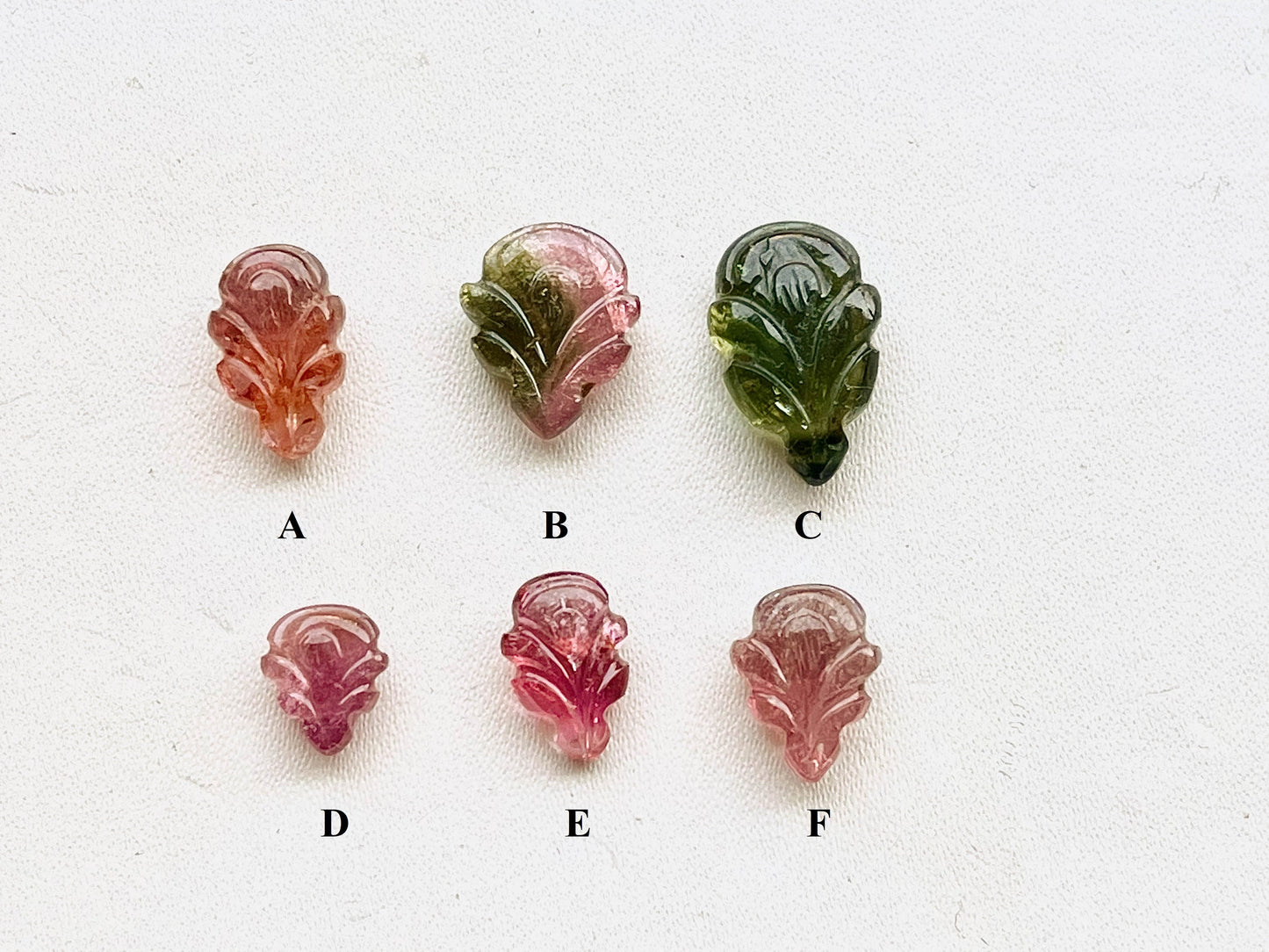 Watermelon Tourmaline Carvings Set 25 Beadsforyourjewelry