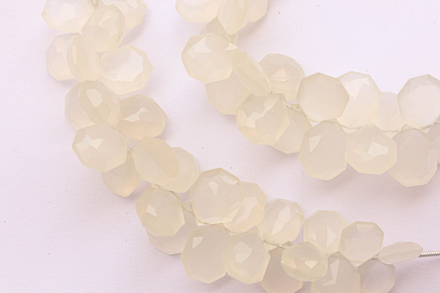 White Onyx Faceted Tumble Shape Drops | 9x11mm to 11x13mm | 30 Pieces | Natural Gemstone for Jewelry | Beads for jewelry | Beadsforyourjewelry