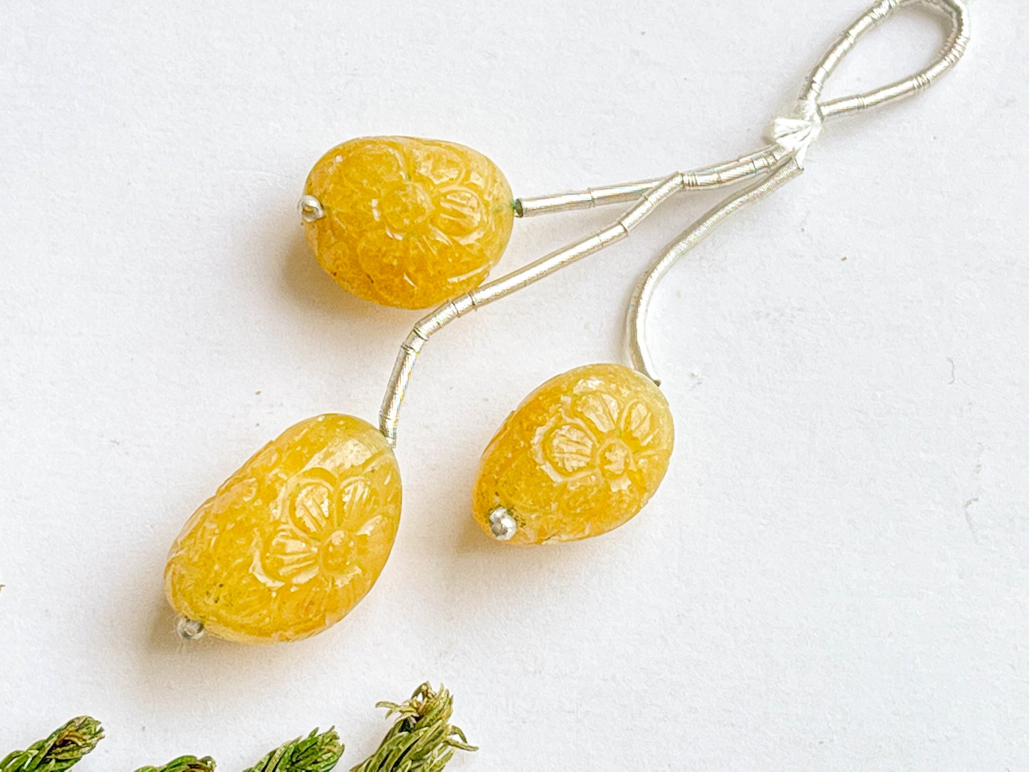 YELLOW AVENTURINE Flower Carving Tumble Shape | 14x18mm to 14x28mm | 3 Pieces | Natural Gemstone Beads for Jewelry Making Beadsforyourjewelry