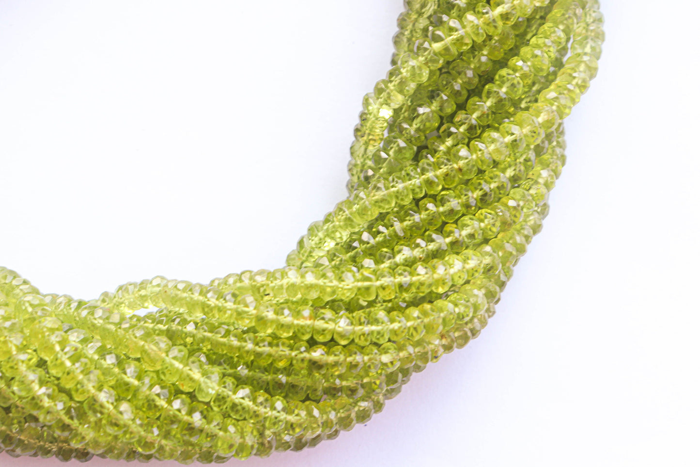 Peridot faceted rondelle beads
