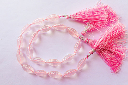 Rose Quartz Olive shape concave cut beads