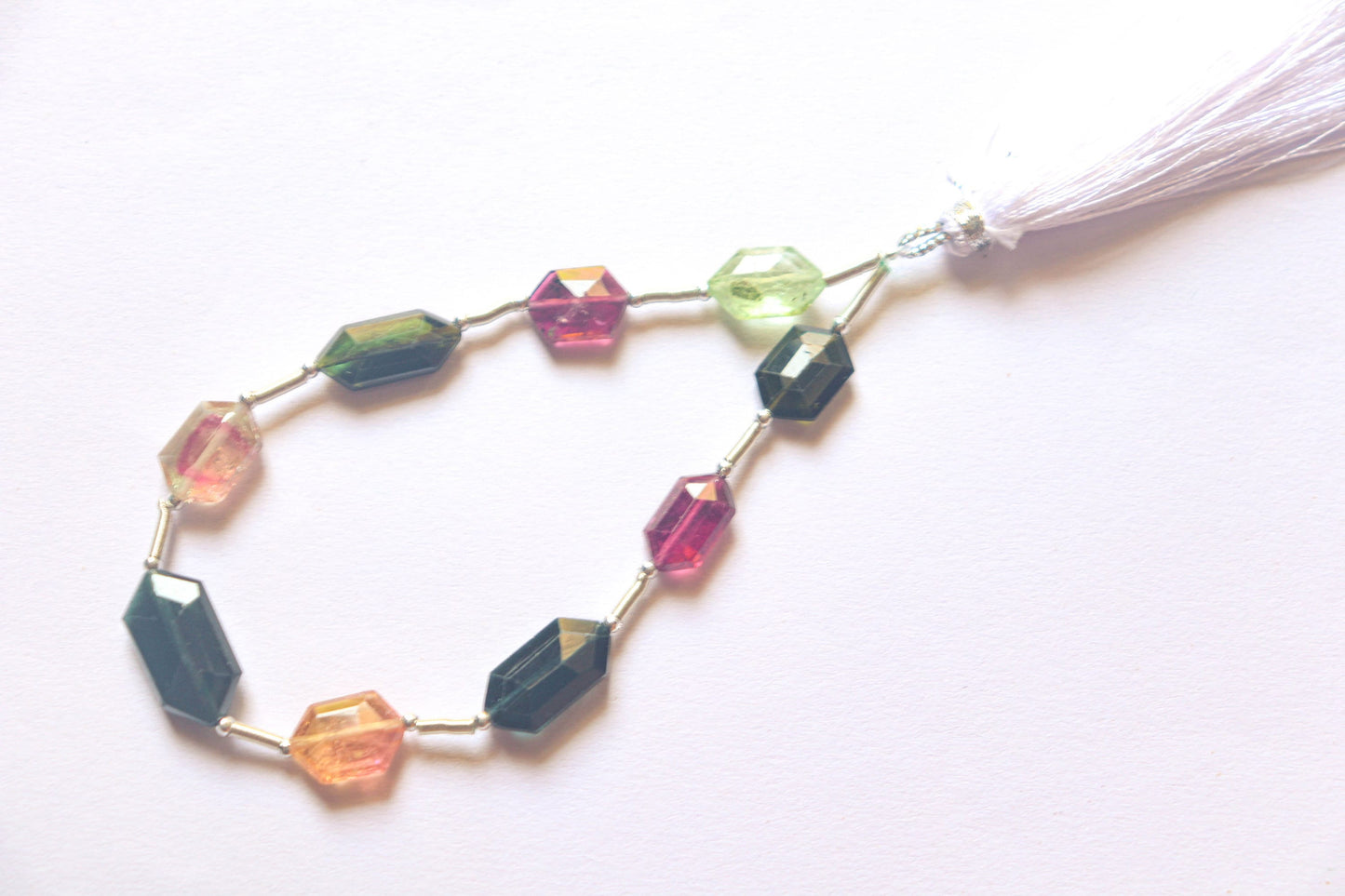 Multi Tourmaline Faceted Hexagon Geometrical Shape Beads, 7x11mm to 8x16mm, 9 Pieces, Natural Tourmaline Gemstone, Beadsforyourjewellery
