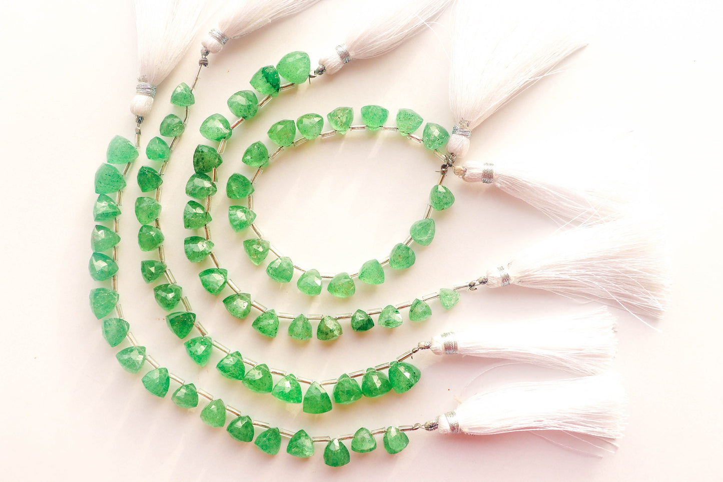 Green Aventurine 3D Trillion Shape Beads