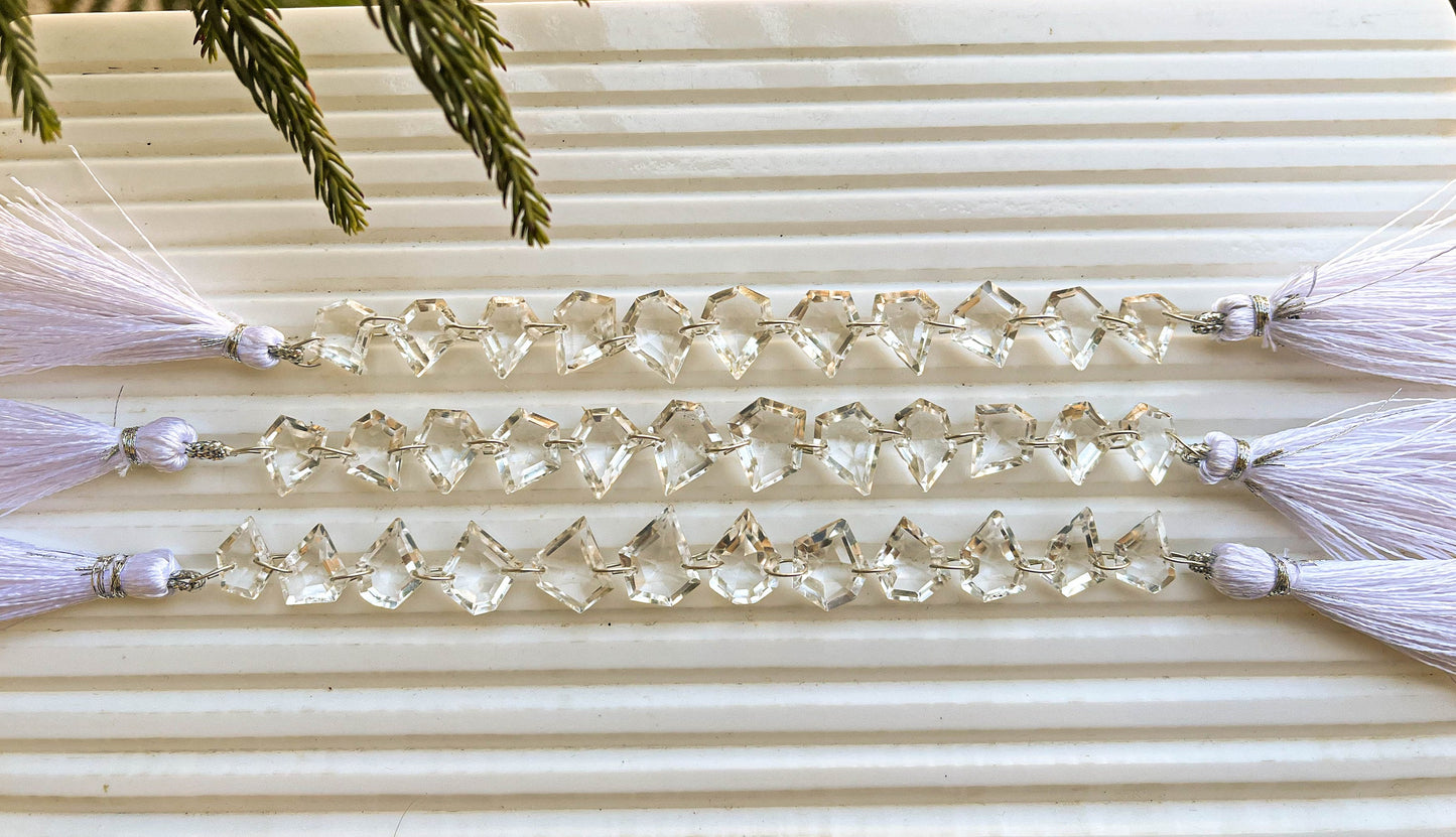 Crystal Gemstone Uneven Shape Faceted Double Drill Beads, 8x10mm to 8x13mm, 5 inch, 11 Pieces String, Beadsforyourjewelry