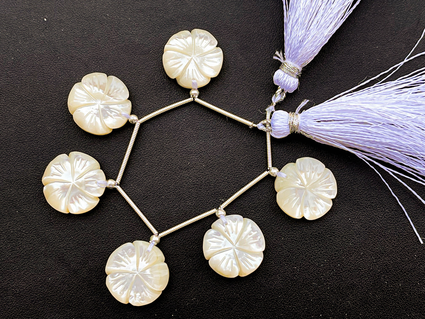 Mother of Pearl Flower Carved Beads