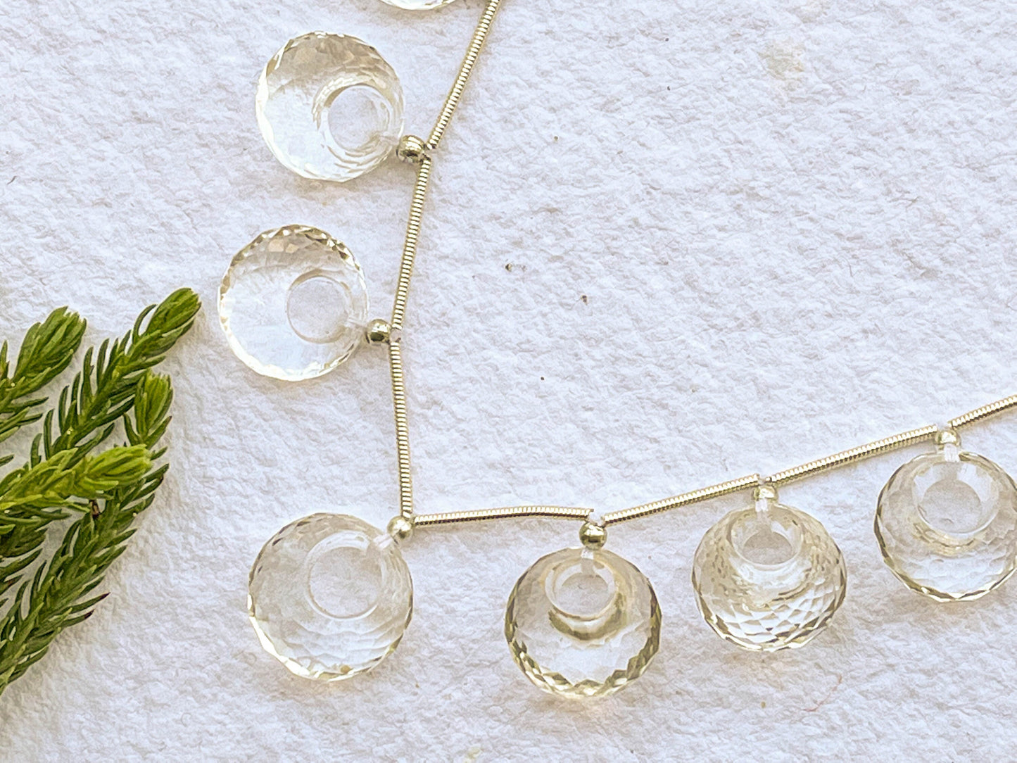 Natural Crystal Quartz faceted Round Hoop Shape beads