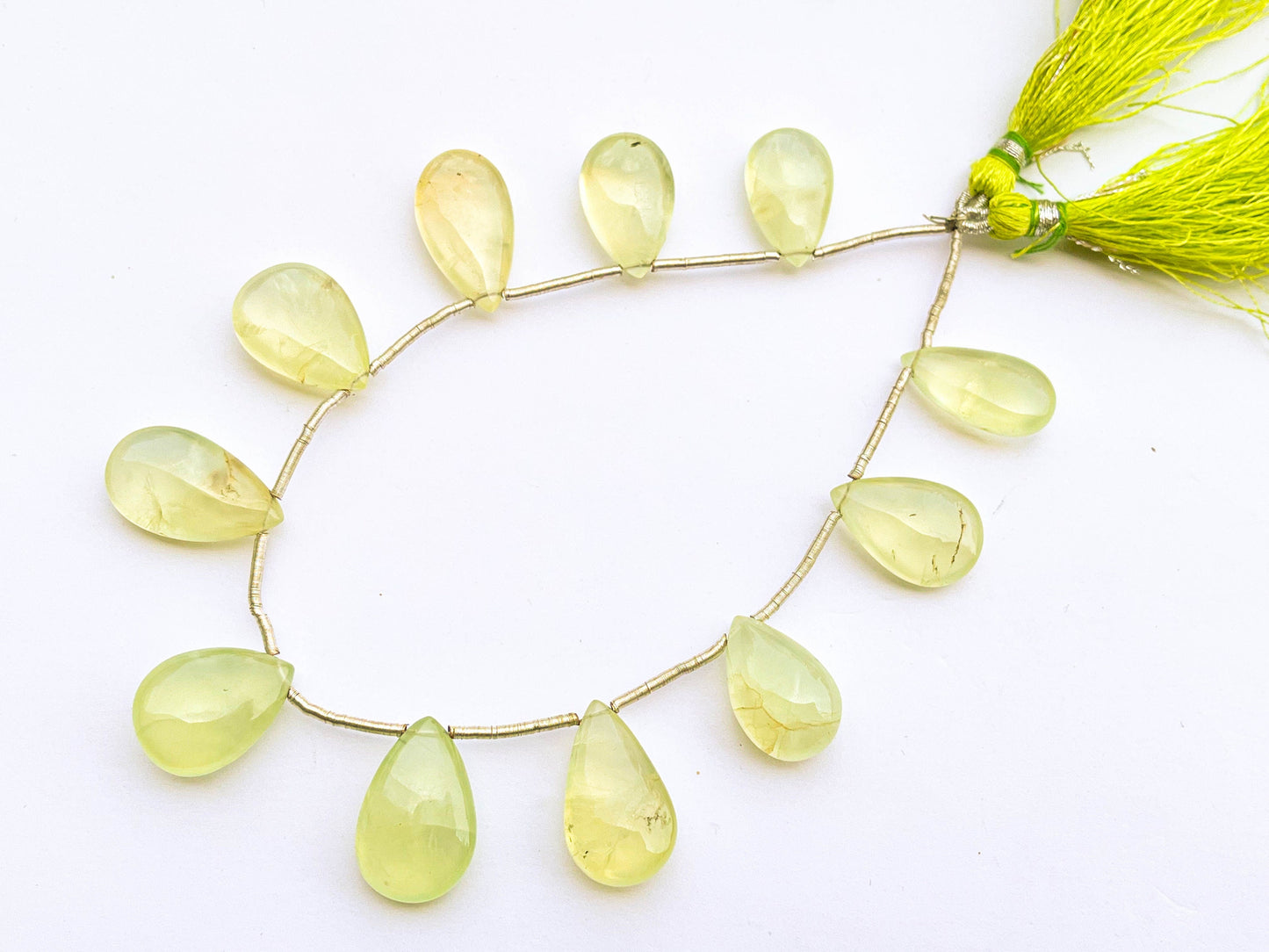 Natural PREHNITE Briolette Smooth Pear Shape