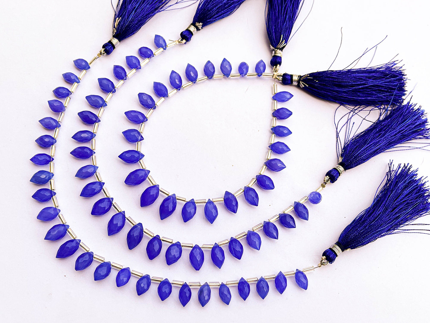 Blue Onyx Faceted Olive shape Drops