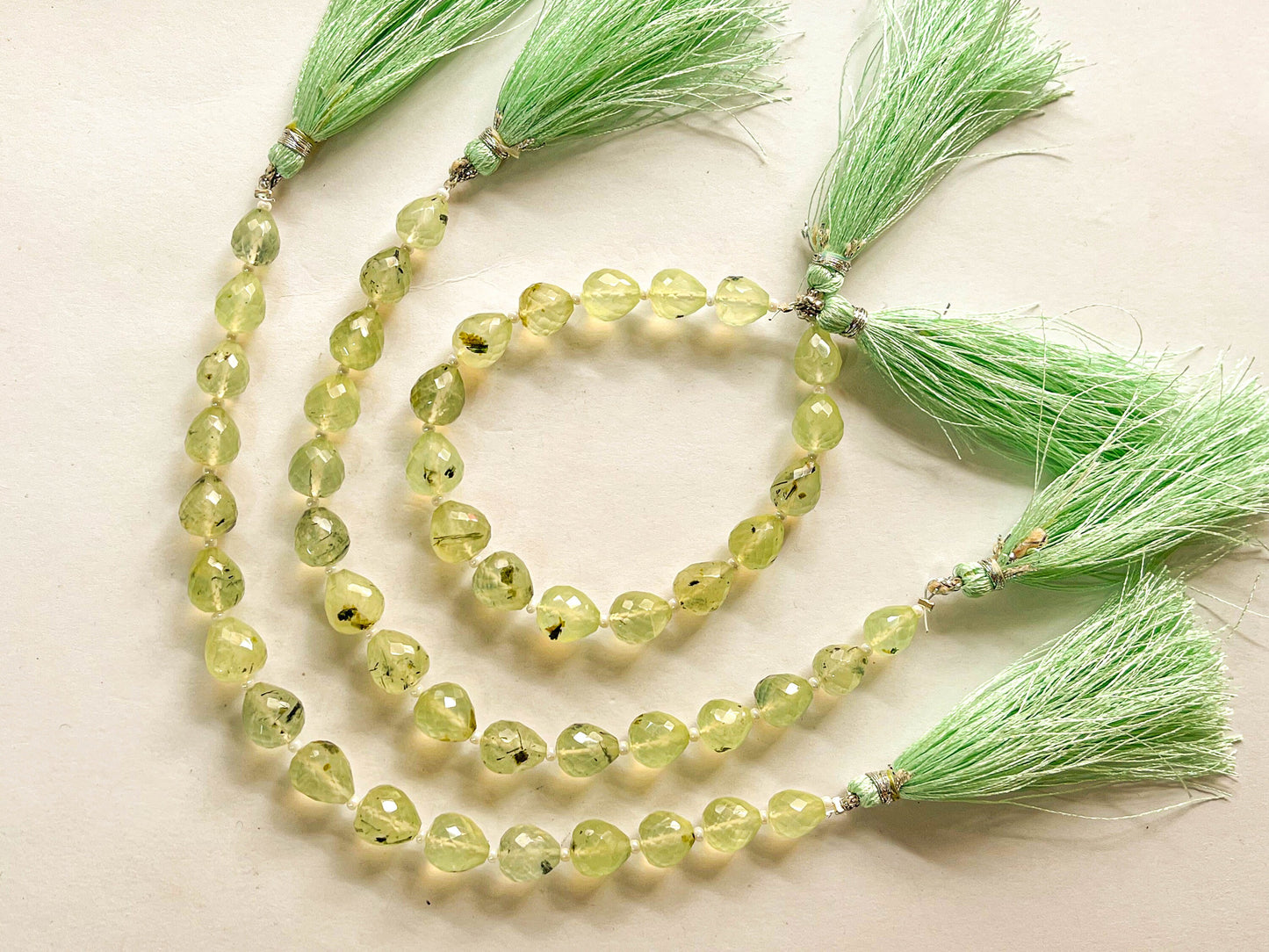 Prehnite onion shape faceted drops
