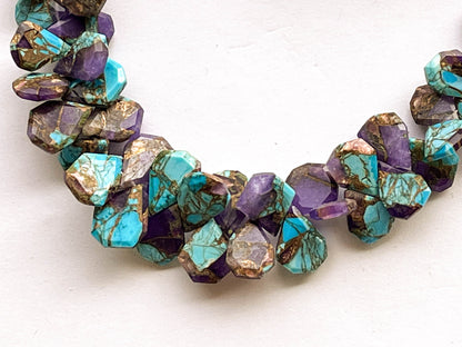 Copper Composite Purple Turquoise Fancy Slice Cut Beads, 50 Pieces, 5.50 Inches, 6x8mm to 10x15mm, Beadsforyourjewelry