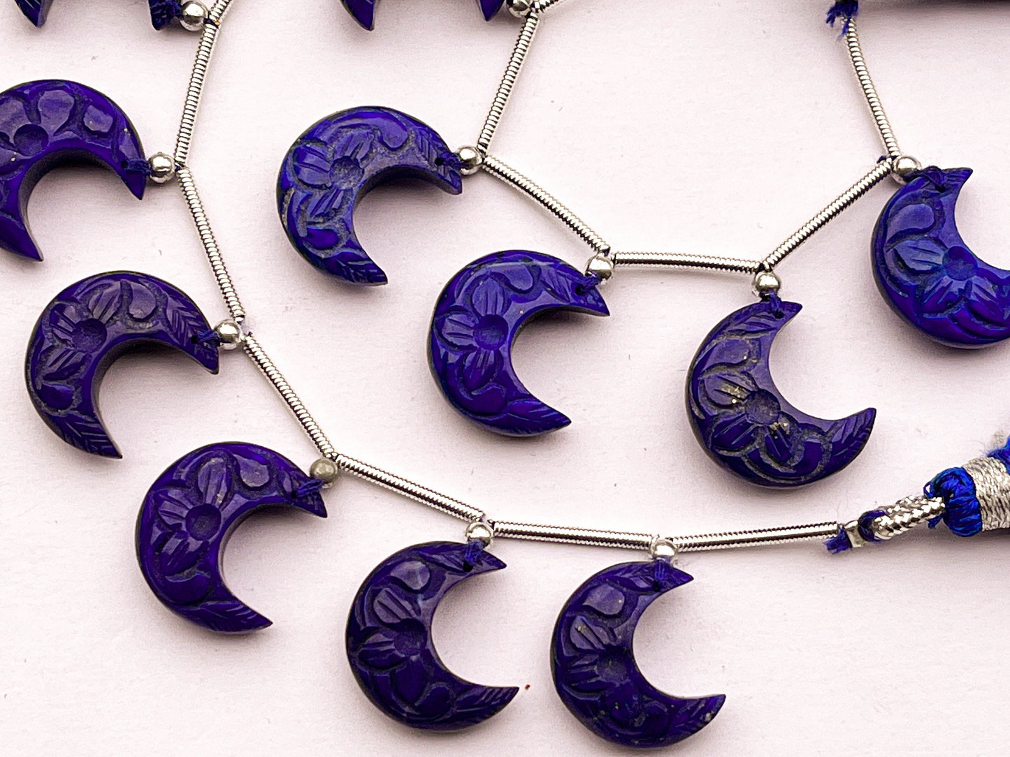 Lapis lazuli Carved Crescent Moon Shape Beads