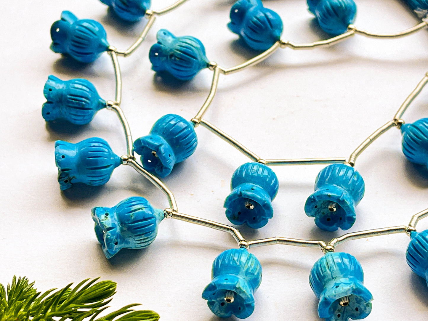 Turquoise Flower Carving Beads,
