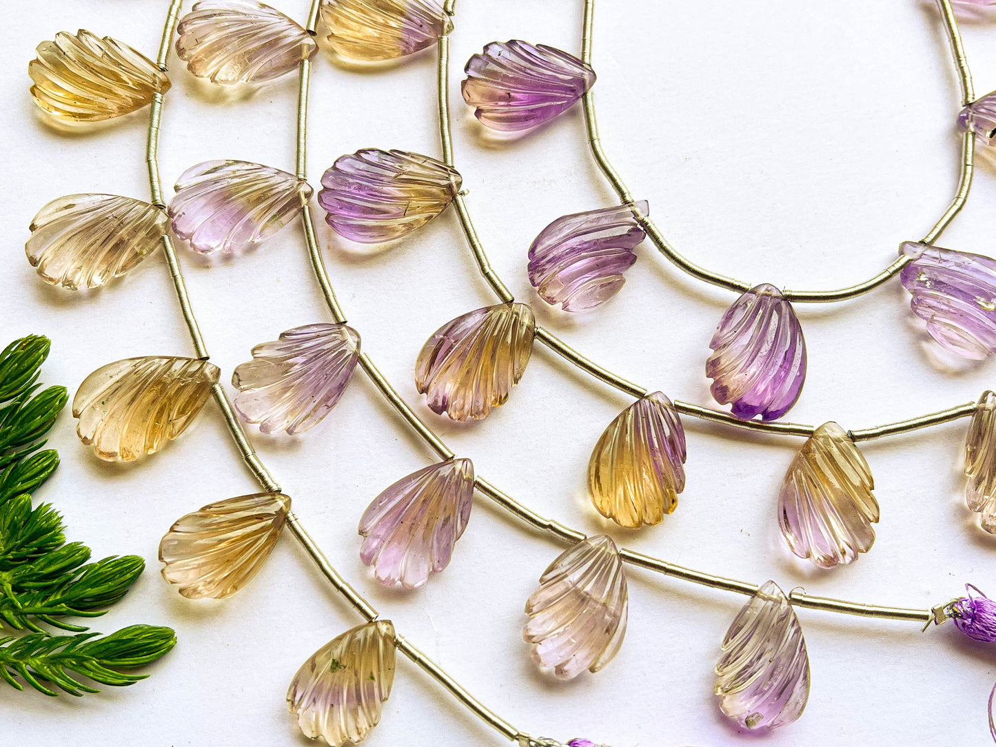 Ametrine Pear Shape Carving Briolette Beads