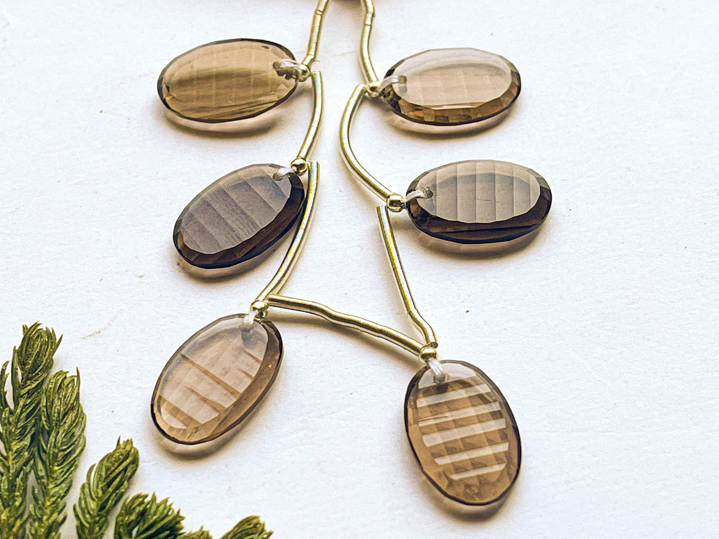 Smoky Quartz Concave Cut Oval Shape Checker Style Briolette Beads, Smoky Quartz Beads, Smoky Quartz Concave Cut Beads, 12x18mm, 6 Pieces