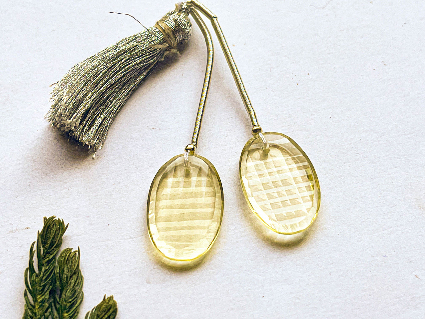 Lemon Quartz Concave Cut Oval Shape Checker Style Briolette Beads, Lemon Quartz Beads, Lemon Quartz Concave Cut Beads, 14x22mm, 2 Pieces