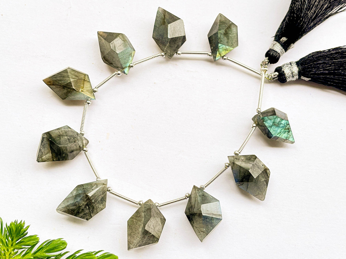 Natural Labradorite Spindle shape Faceted beads