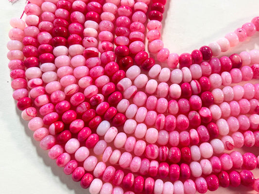 Beautiful Candy Pink Opal Smooth Rondelle Shape Beads