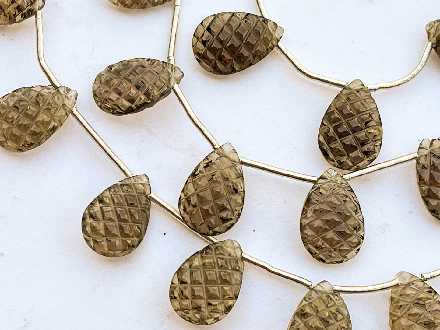 Smoky Quartz Carved Briolette Beads