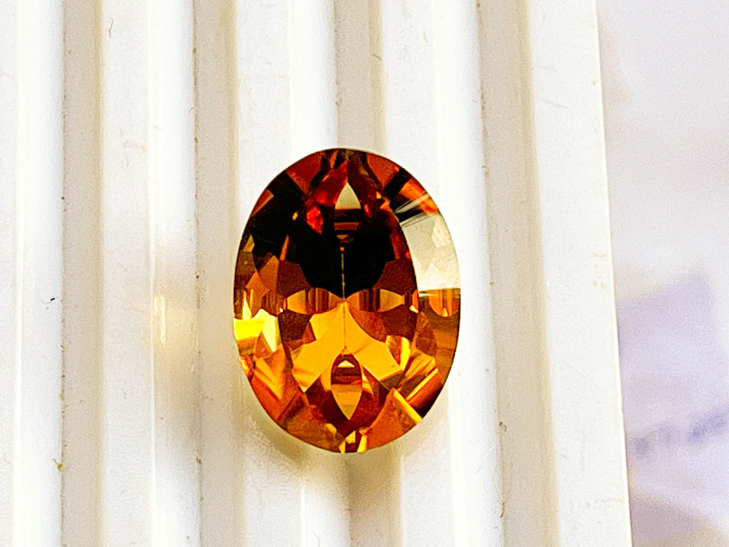 Citrine Quartz Fantasy Concave Cut Oval Shape