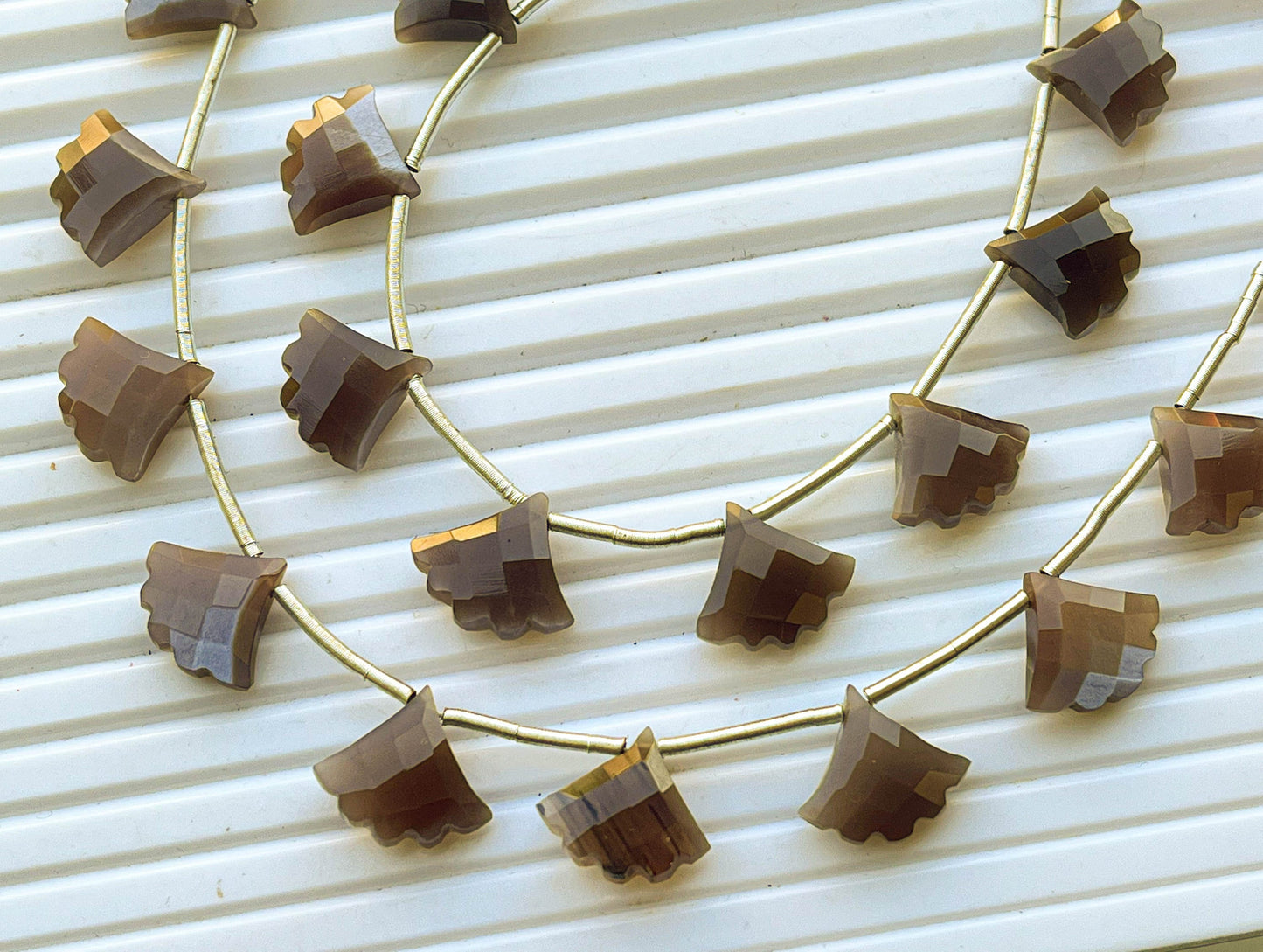 Natural Chocolate Moonstone Tree Shape Briolette Beads