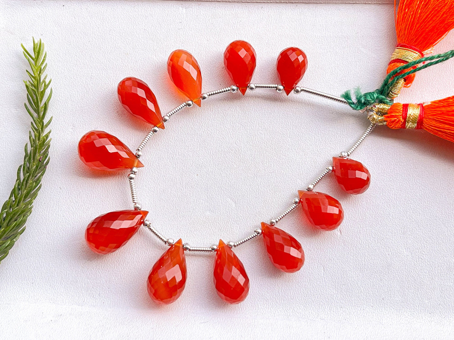 Natural Orange Onyx Faceted Drops