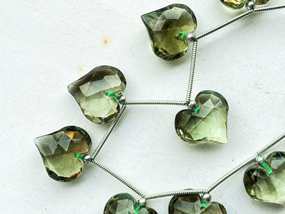 Natural Green Amethyst Beads Faceted Heart Shape