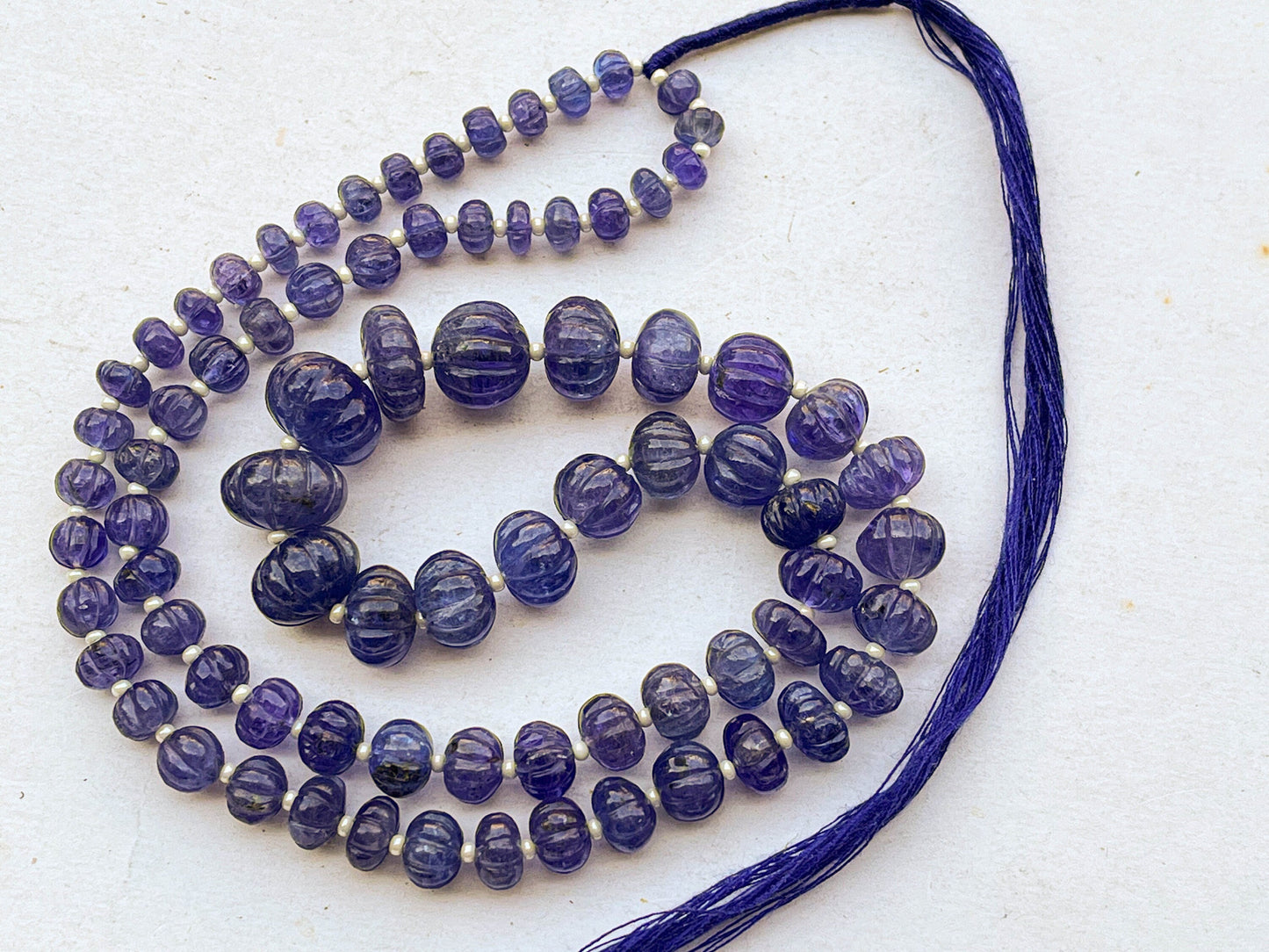Natural Tanzanite Hand carved Melons Shape beads