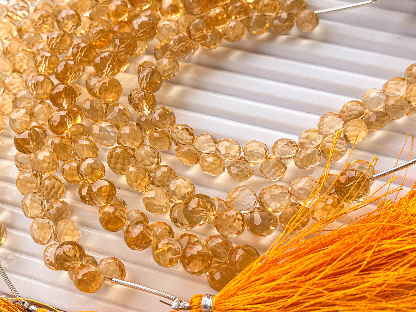 Natural Citrine Micro faceted Onion shape Drops, Citrine gemstone, Citrine teardrops, Citrine Beads, Citrine drops, 6mm to 7mm