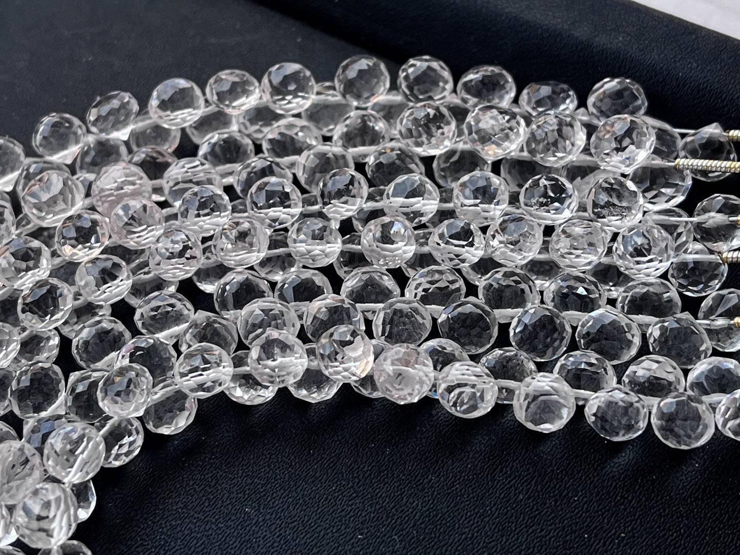 Natural Crystal Micro faceted Onion shape Drops, Crystal gemstone, Crystal teardrops, Crystal Beads, Crystal drops, 6mm