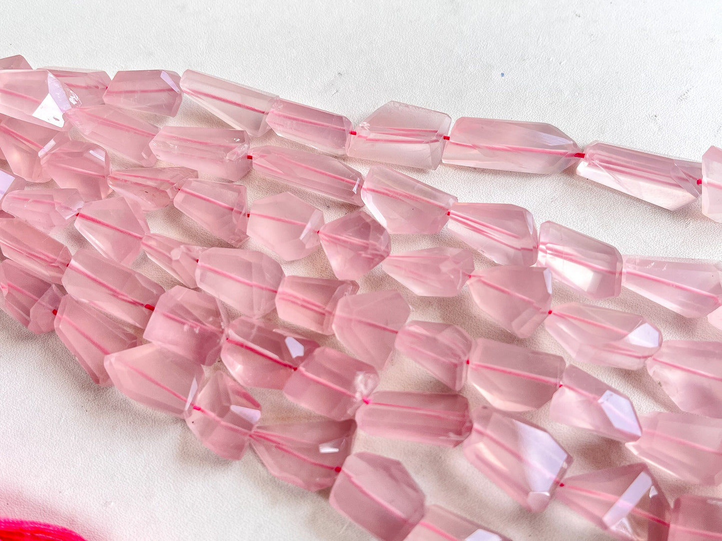 AAA Natural Rose Quartz faceted Tumble Shape Clear Quality Beads