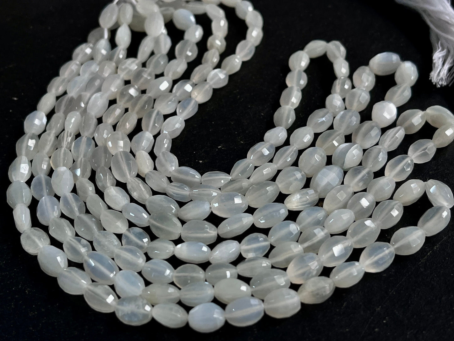 White Moonstone Oval Shape Step cut Beads