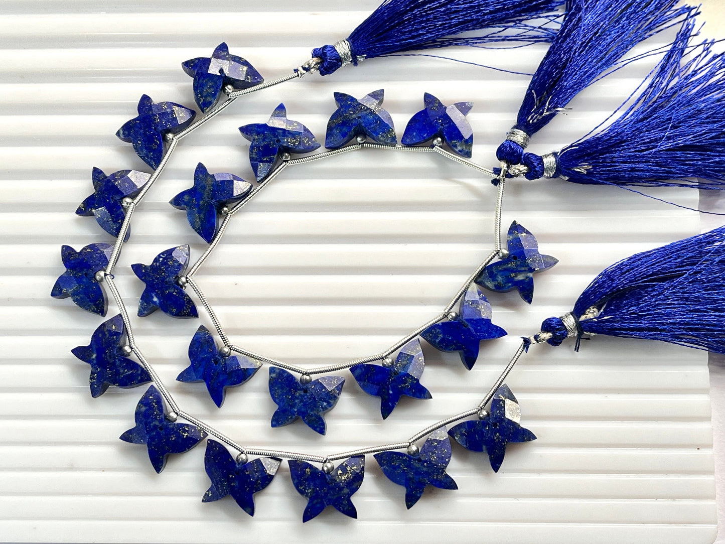Lapis Lazuli Carved faceted butterfly shape beads