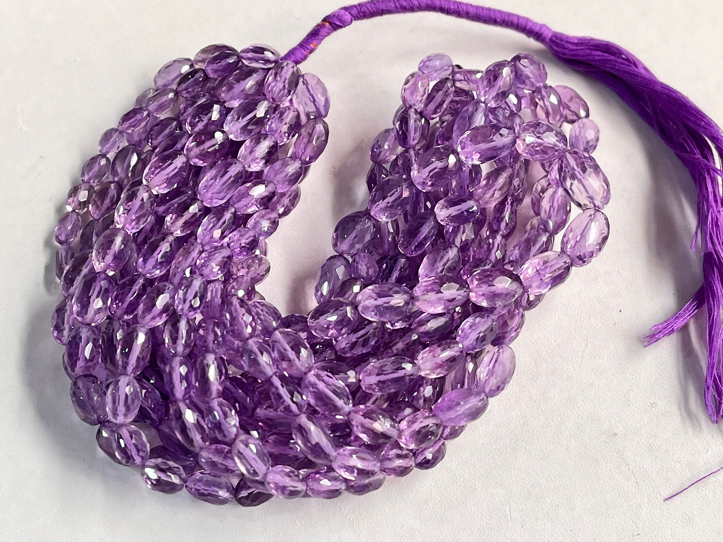 Pink Amethyst Faceted Oval Shape Beads