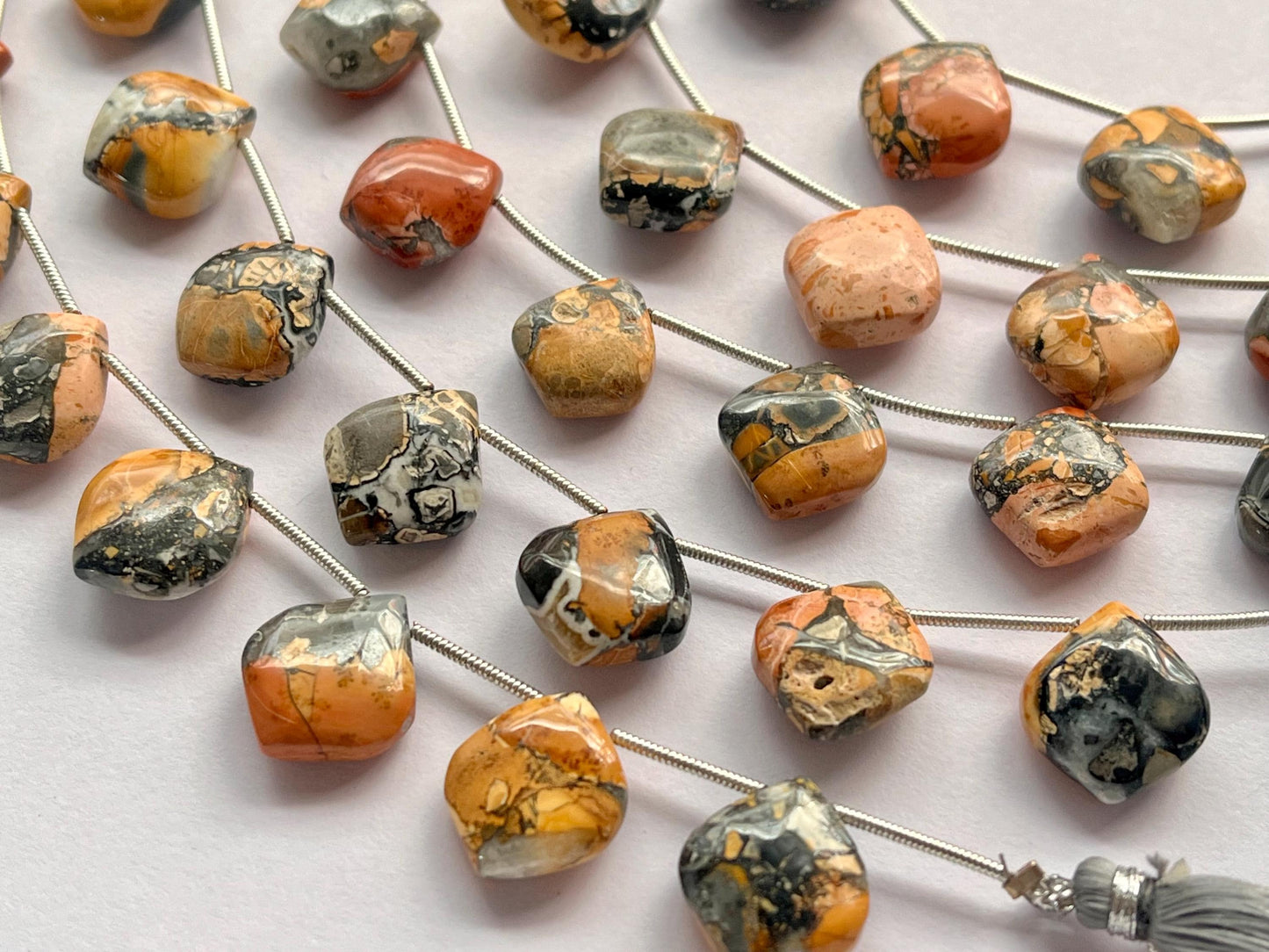 Natural Maligano Jasper Slanted Shape Smooth Briolette Beads