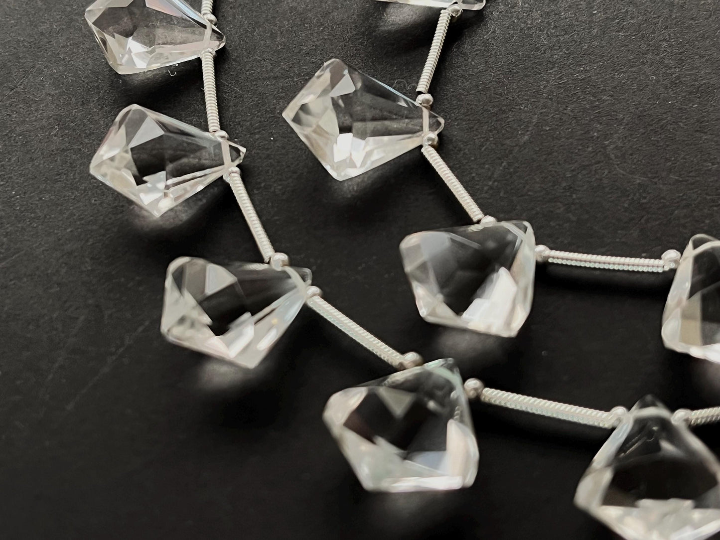 Natural Crystal Quartz faceted Fancy Kite shape briolette beads