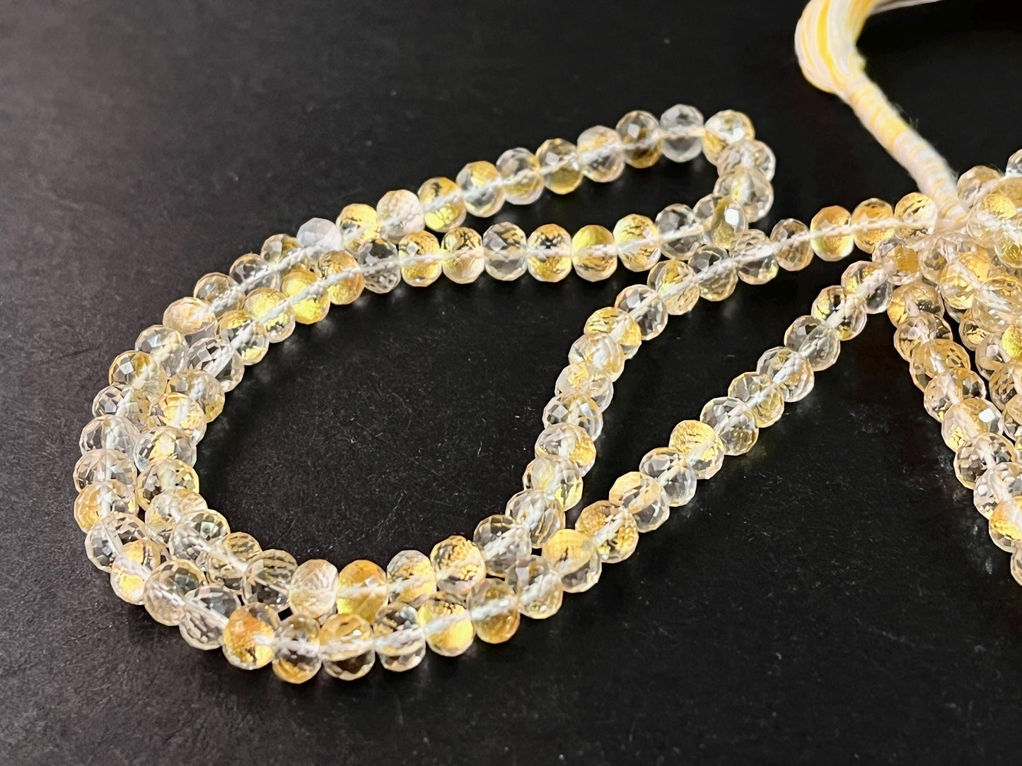 Natural Crystal with Gold Foil Inlay Faceted Rondelle Shape Beads