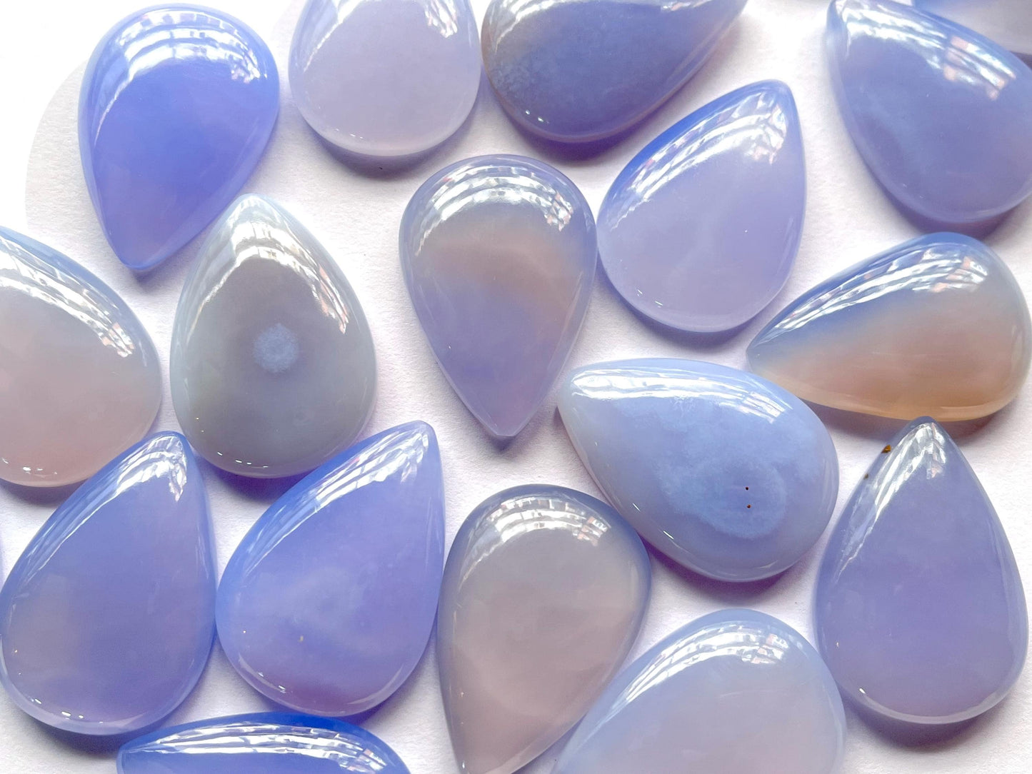 Natural Blue Chalcedony Pear Shape Cabochon