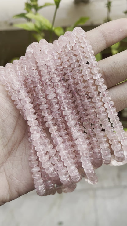 Pink Morganite Smooth Rondelle Beads