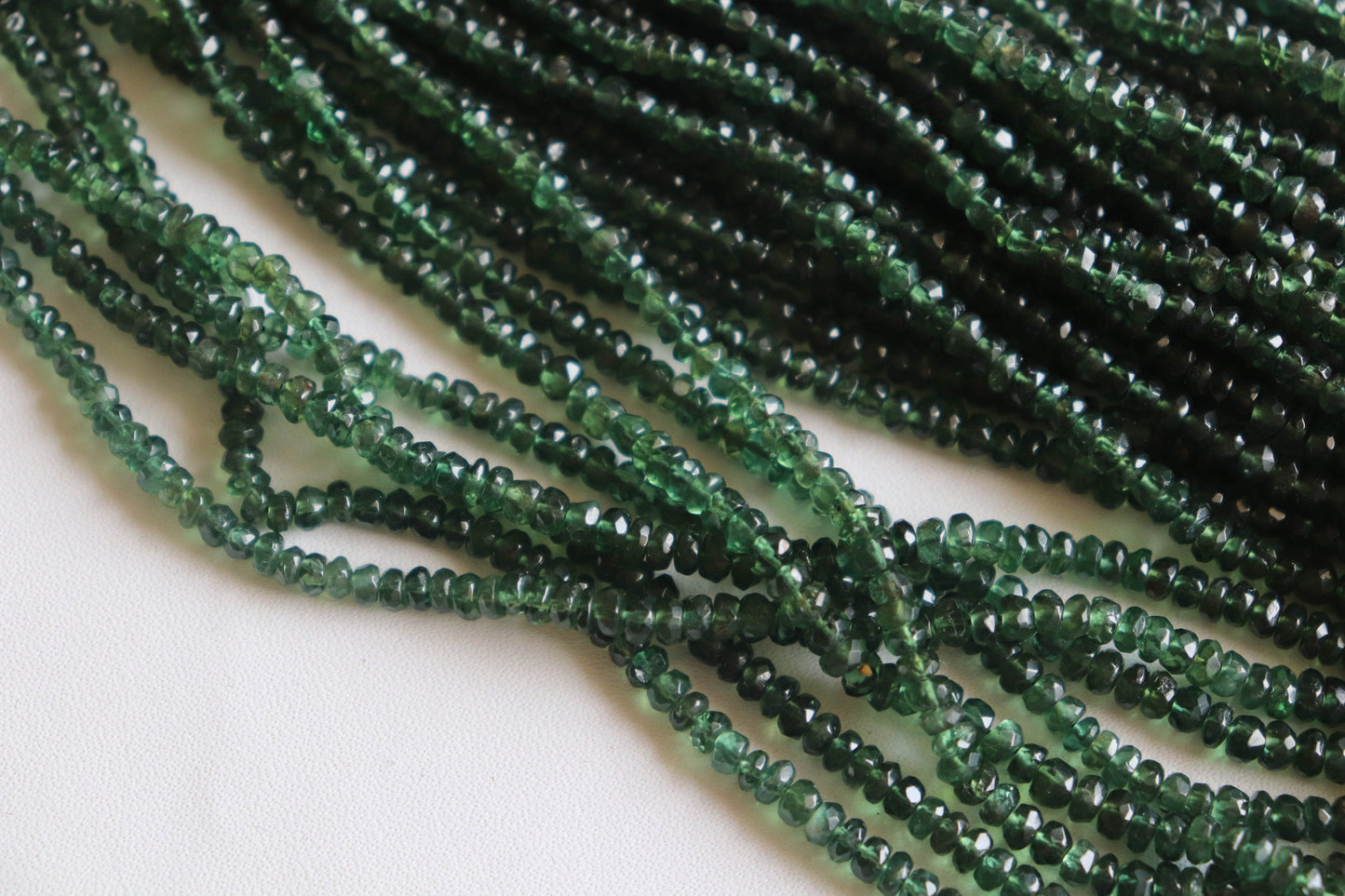 Green Apatite Rondelle Faceted Beads 3.5mm 16" Long, Apatite beads, Green Apatite Gemstone beads, nice rich green color for Jewelry making - Beadsforyourjewelry