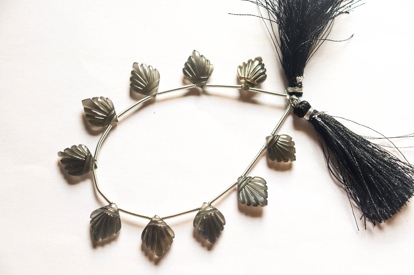 10 Pieces GREY MOONSTONE Carved fancy shape beads | 12x16mm | Very good Quality | Side Drill | 8" Natural Gemstone Beads for jewelry making - Beadsforyourjewelry