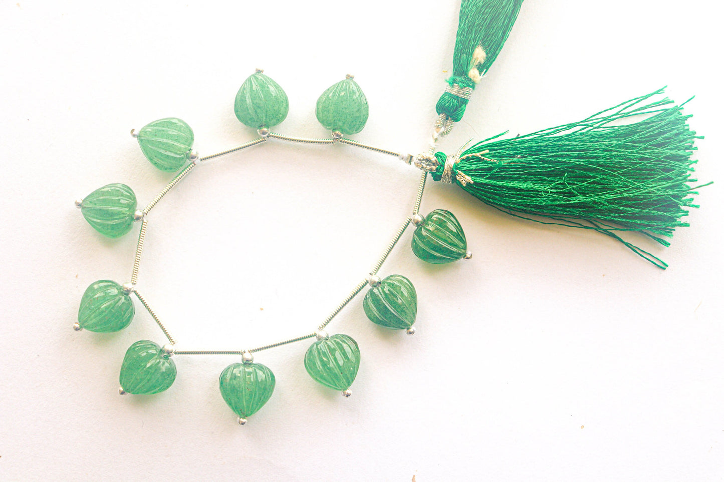 Natural Green Aventurine Carved Heart Shape Beads