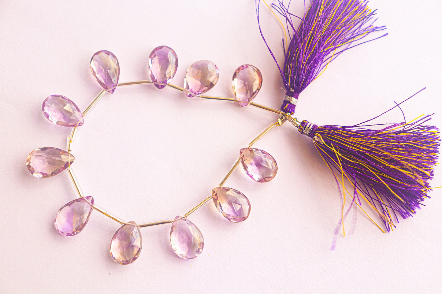 Natural Ametrine Gemstone Faceted Pear Shape Briolette, 11 Pieces, 10x16mm to 11x17mm, 7 Inch, Natural Gemstone, Beadsforyourjewellery