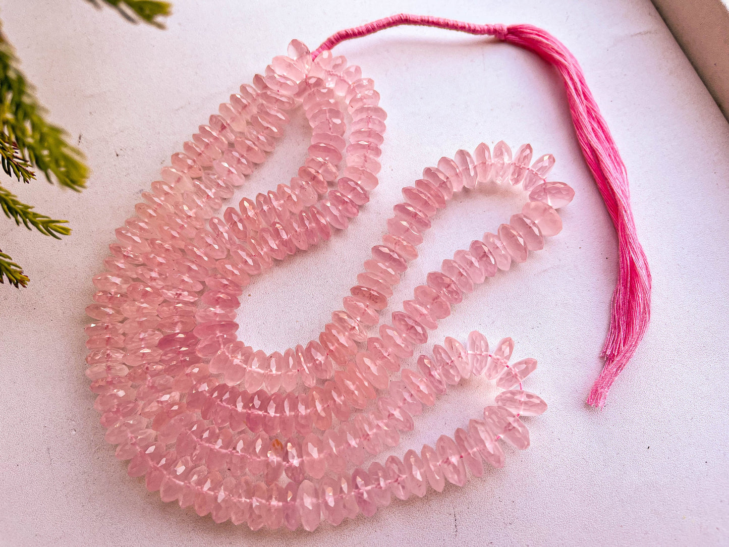 16 " Rose Quartz German Cut Rondelle Beads BFYJ227 - Beadsforyourjewelry