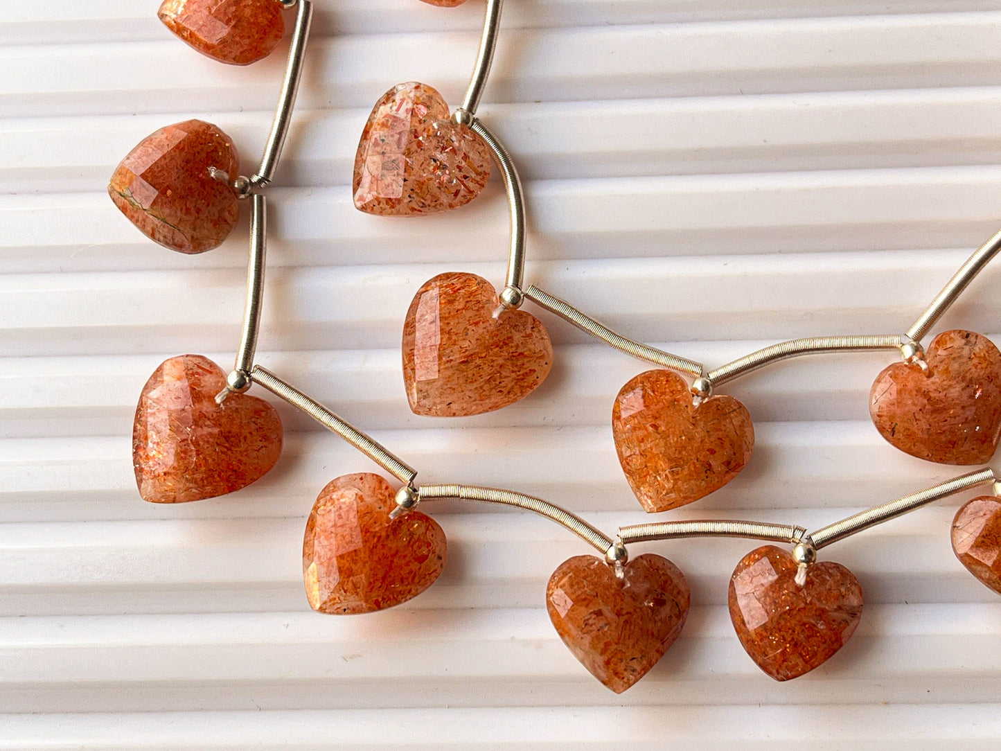 Natural Sunstone Faceted Heart Shape Briolette beads