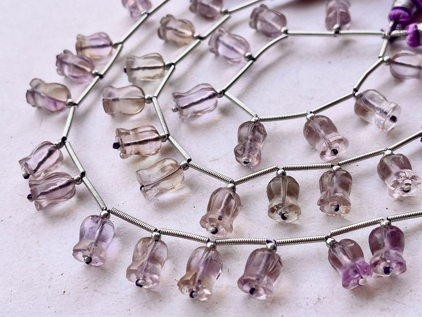 Natural Ametrine flower carving Lily of the valley shape beads