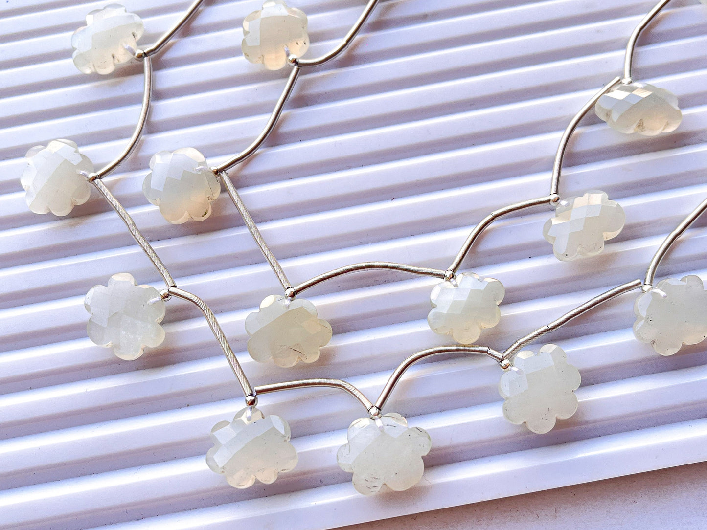 White Moonstone Cloud shape faceted beads, Natural White Moonstone Beads, Cloud Beads for Jewelry Making, Cloud Shape Briolette, 10 Pieces