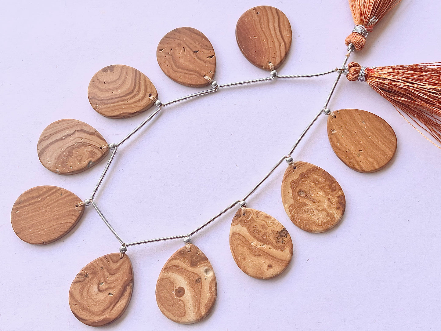 Picture Jasper Flat Pear Shape Beads, 10 Pieces | 20x25mm - Beadsforyourjewelry