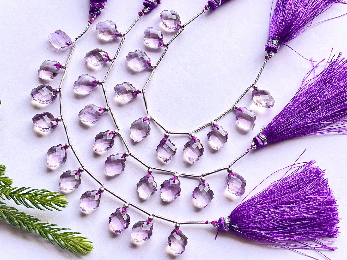 Natural Pink Amethyst Flower Carving Briolette Beads - Beadsforyourjewelry